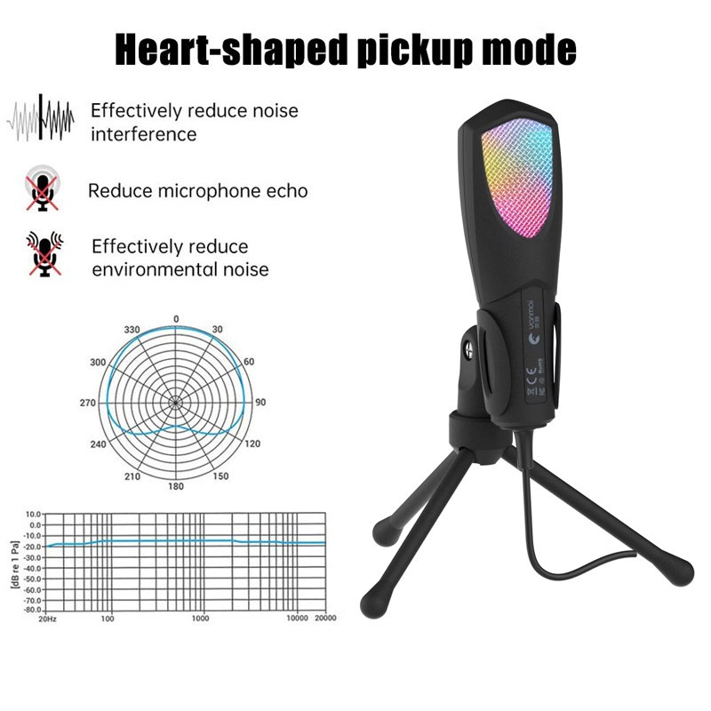 Universal USB Condenser Handheld Desktop Microphone Tripod Mic for Karaoke PC/PS