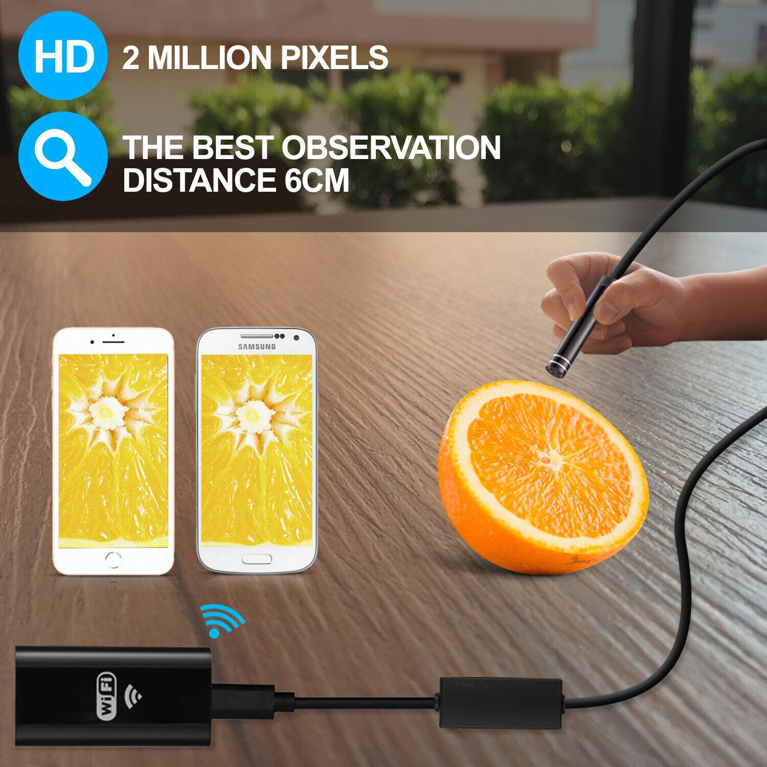 5M 8LED Endoscope WiFi Borescope Snake Inspection Camera for iPhone Android iOS