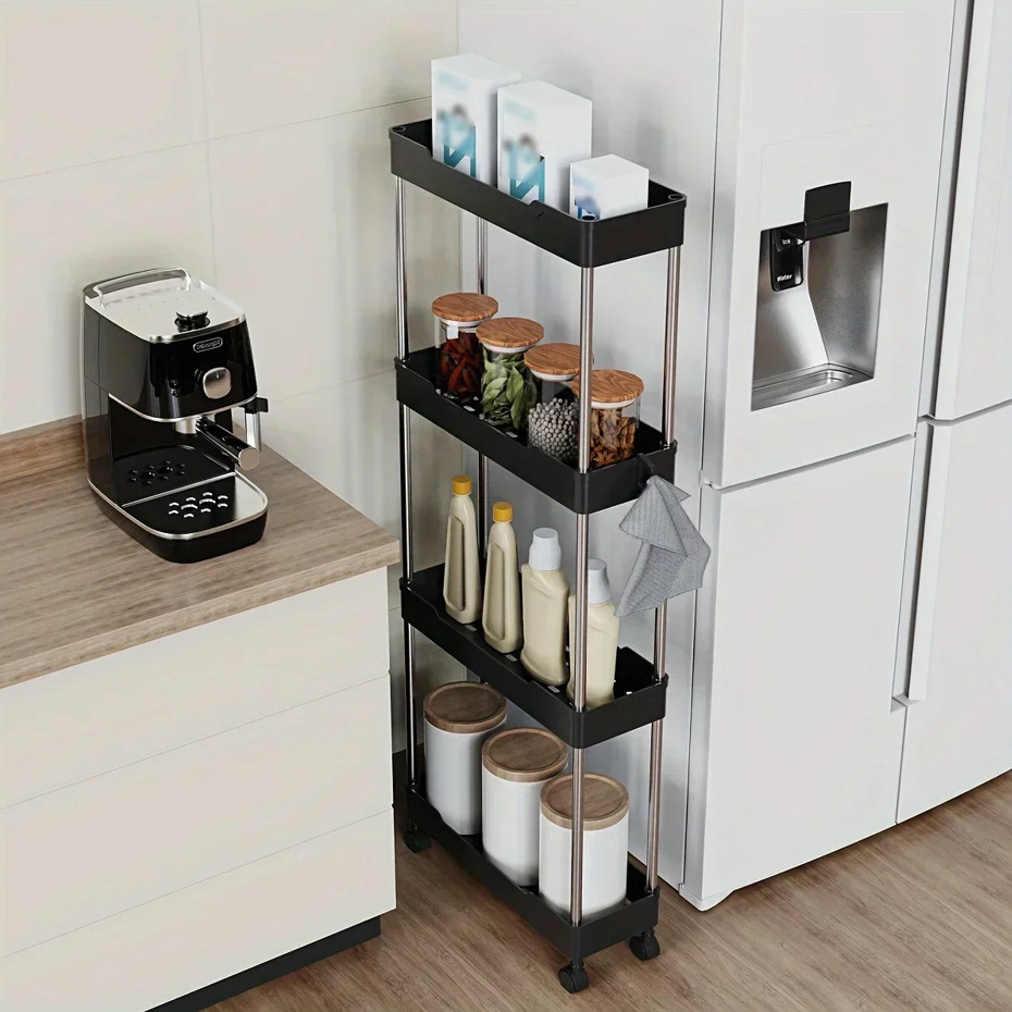 4-Tier Rolling Utility Cart with Wheels Multi-Purpose Storage Organizer