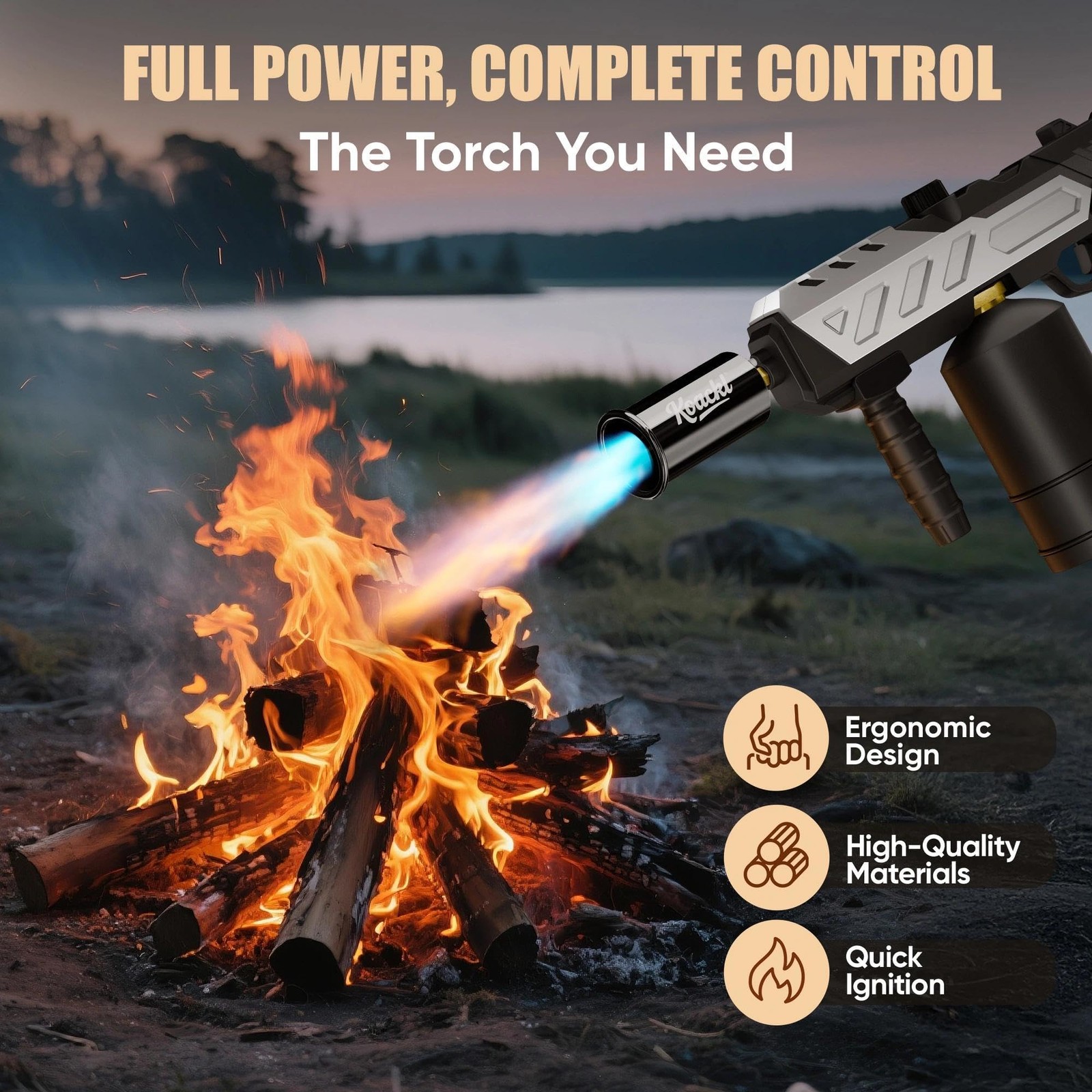 Powerful Propane Torch, Blow Torch with Adjustable Flame, Flamethrower Kitche...