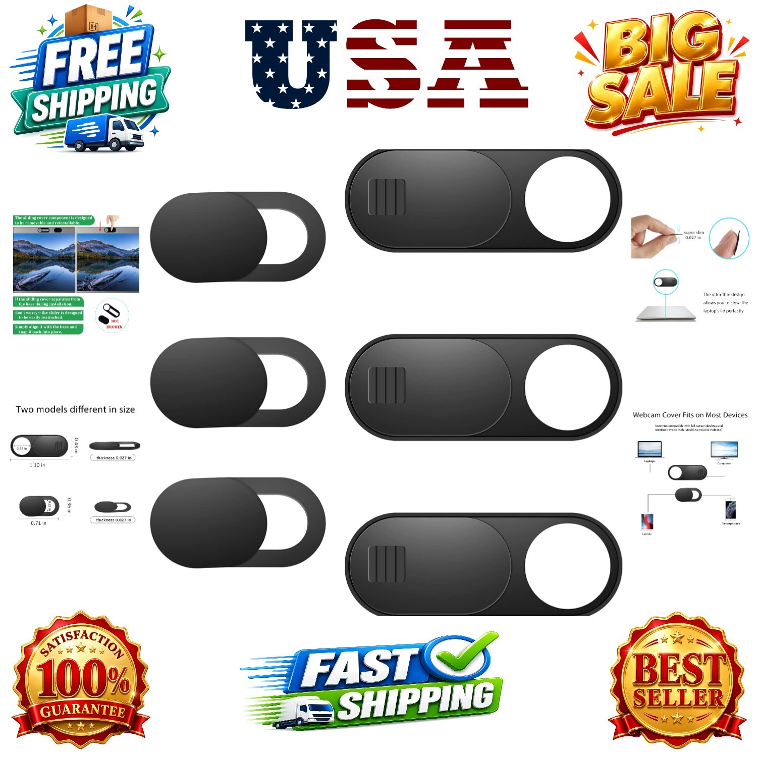 Laptop Camera Cover Slide, Phone Camera Cover Slide, 6 Pack Ultra Thin Webcam...