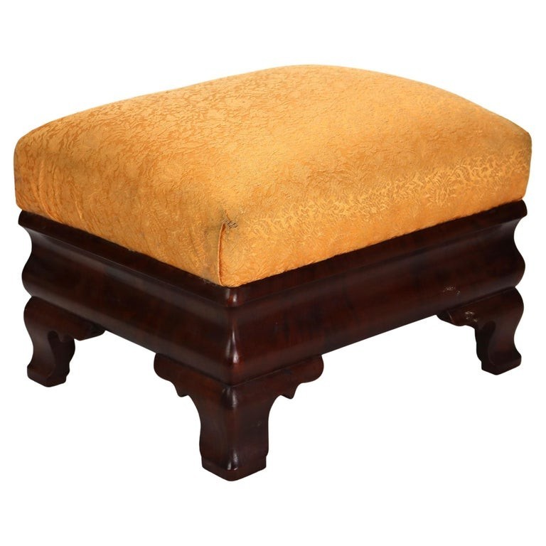 Antique American Empire Classical Flame Mahogany Footstool C1840