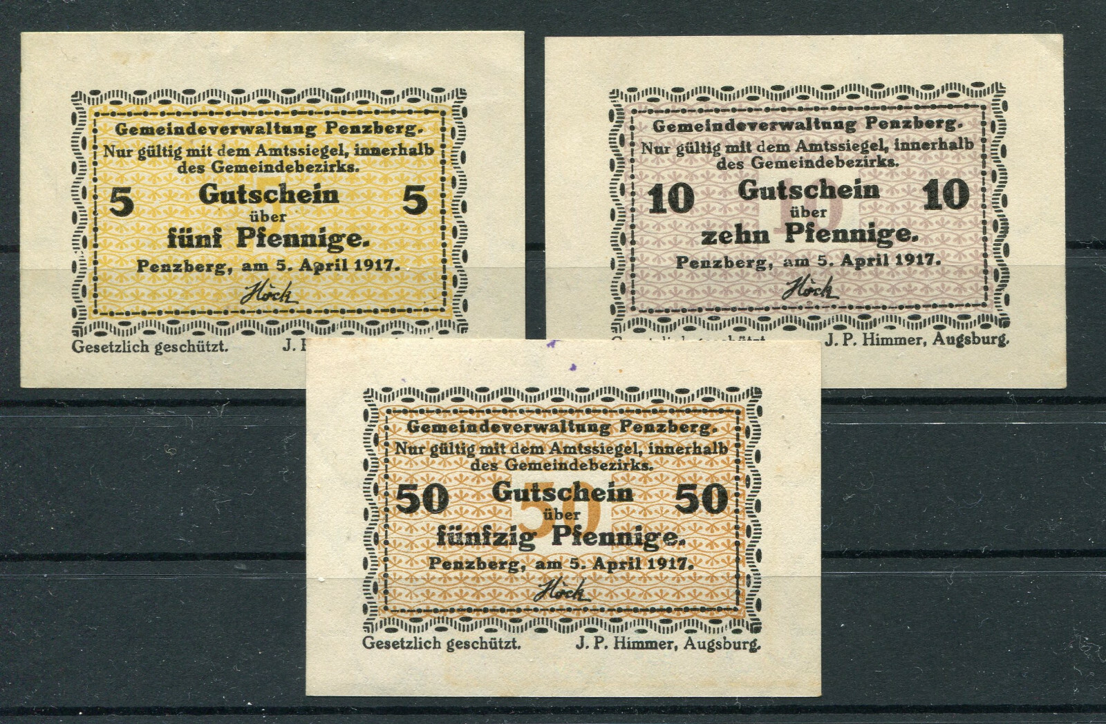 Penzberg 3 Signs Notgeld Banknote 2/16652