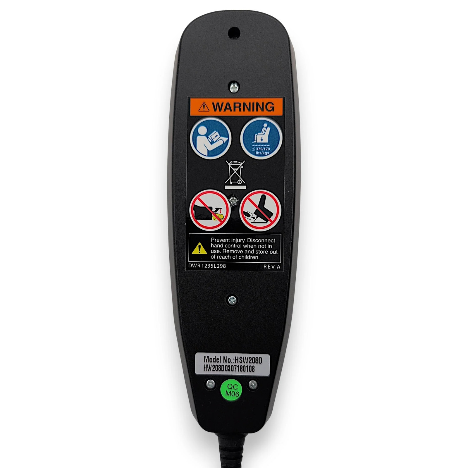 Pride Mobility | 6 Button Lift Chair Remote | CTL122508 | HSW208D