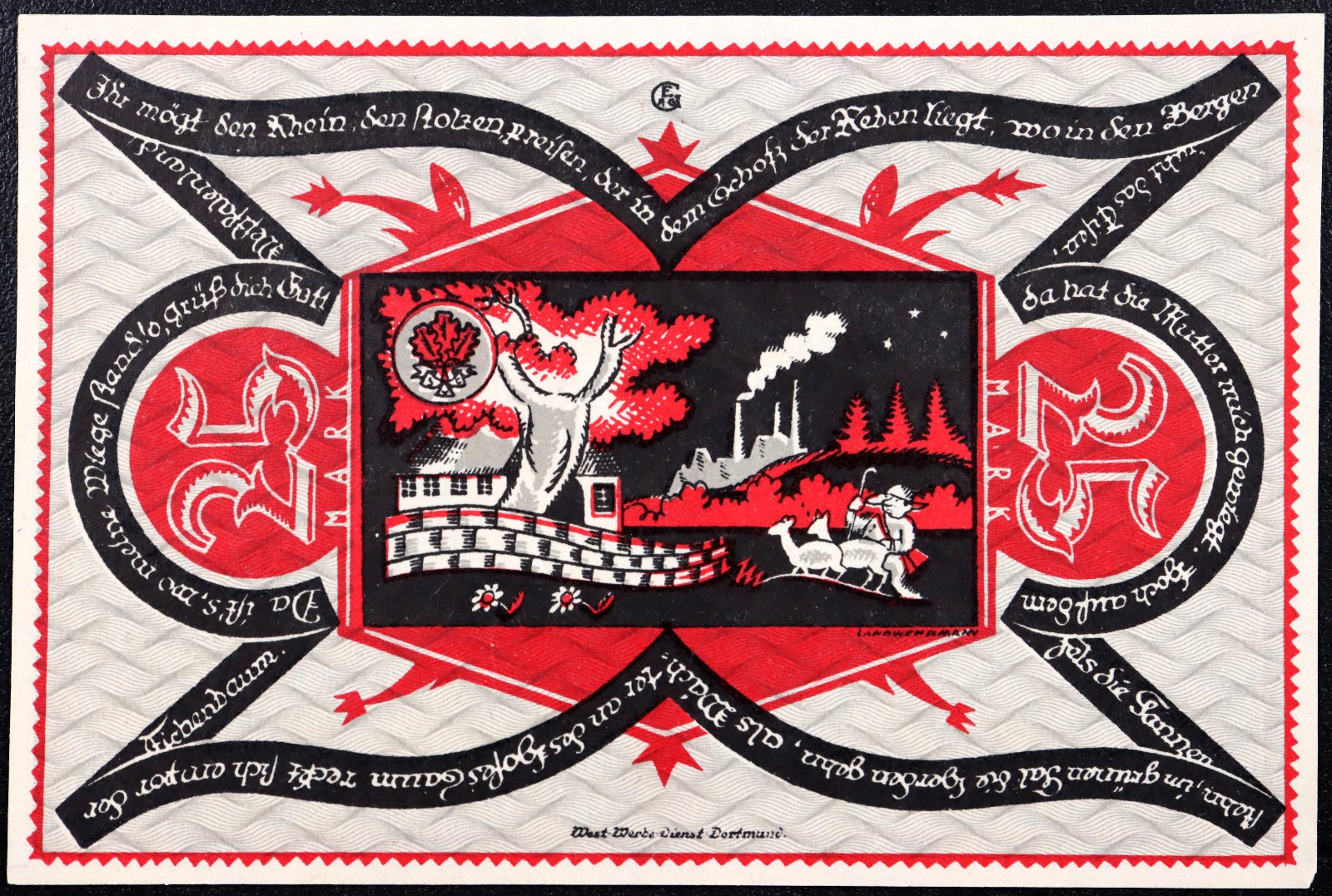 DORTMUND and HÖRDE 1922 "Reinold, Son of Aymon" Red 25 Mark German Notgeld