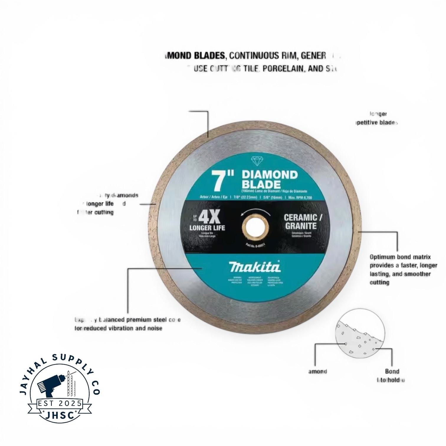 Makita 7 in. Continuous Rim Diamond Blade for General Purpose