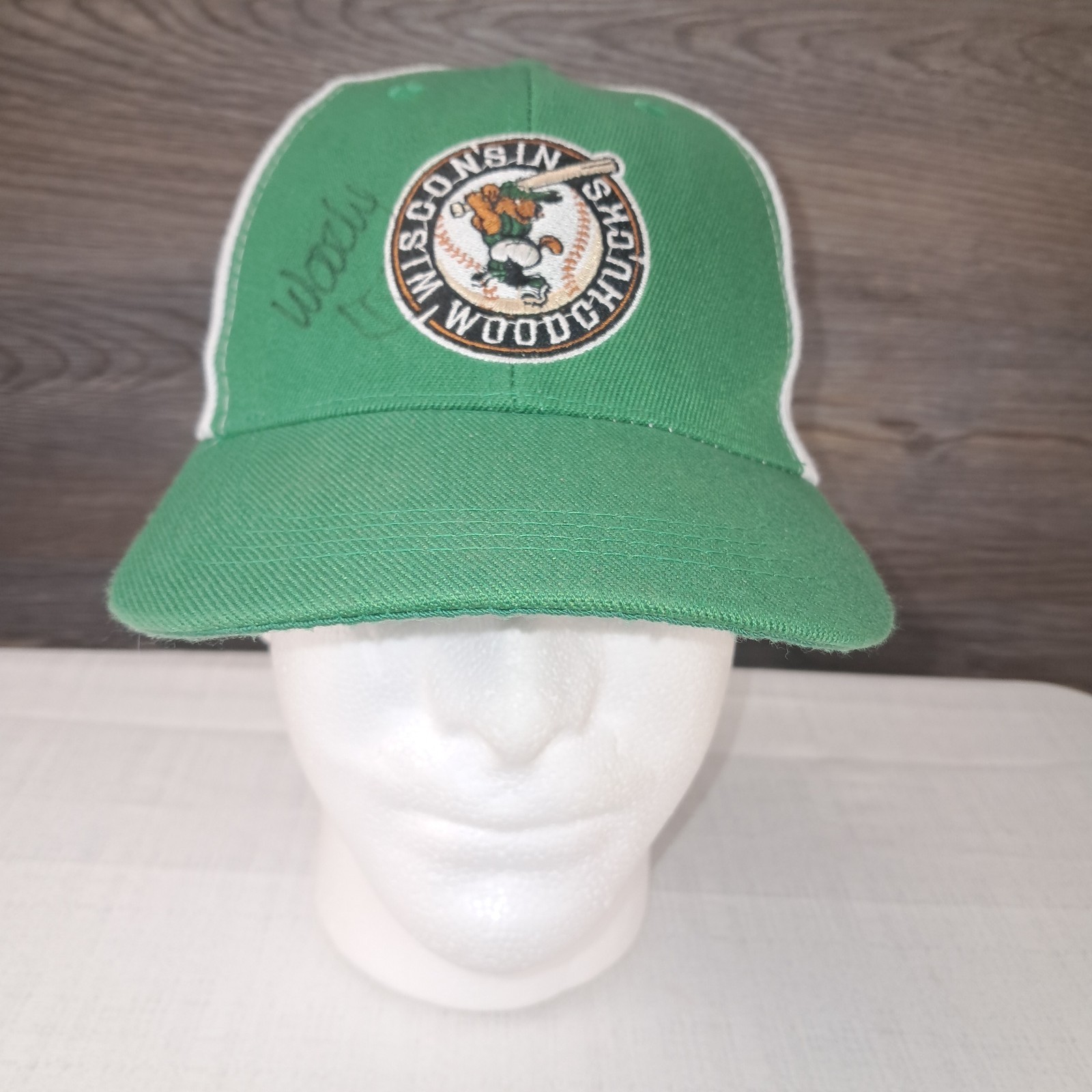 Wisconsin Woodchucks Hat Adjustable Snapback Cap Autographed by Woody