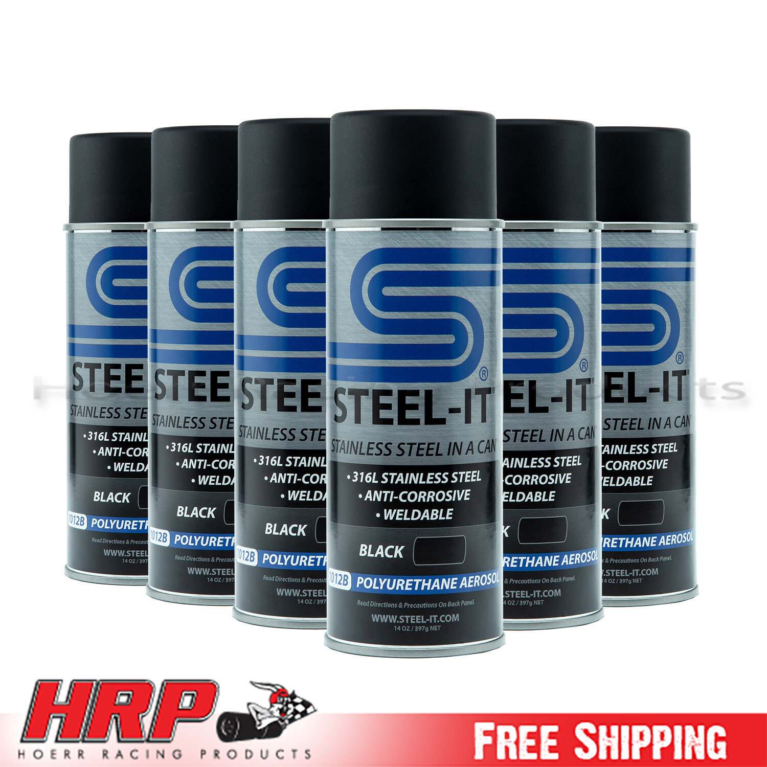 Steel-it 1012D Black Polyurethane Stainless Steel Spray 12oz Can Pack of 6