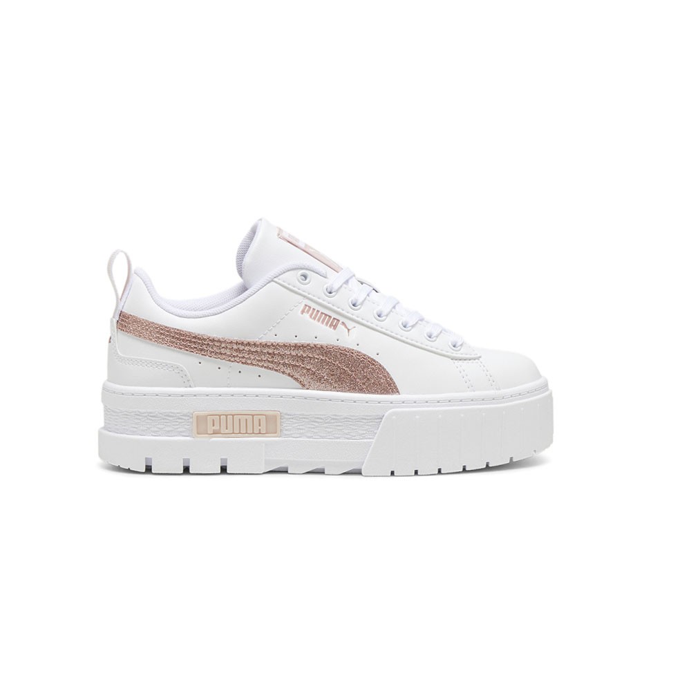 PUMA Mayze Glitter Lace Up  Youth Girls White Sneakers Casual Shoes 39970002