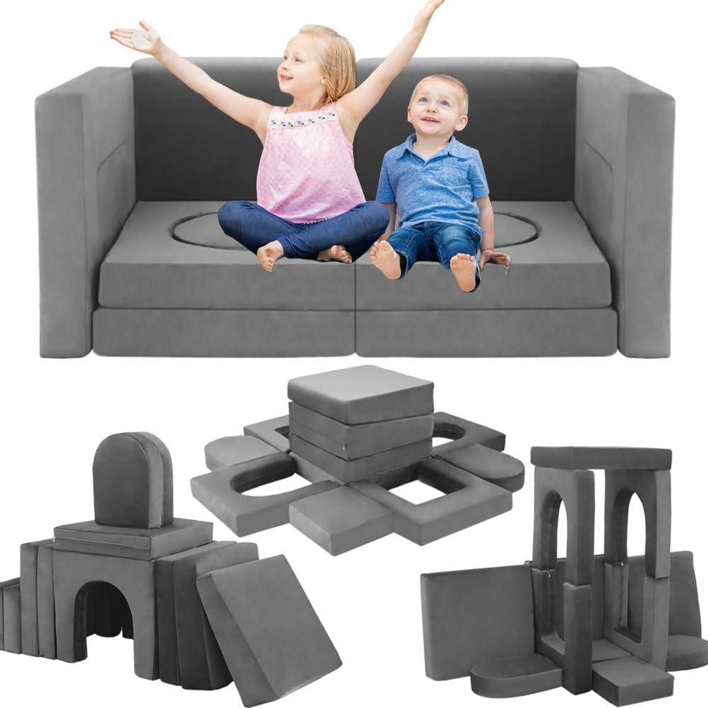 Modular Kids Play Couch 12PCS - Convertible Sofa & Cushions for Fun Playroom