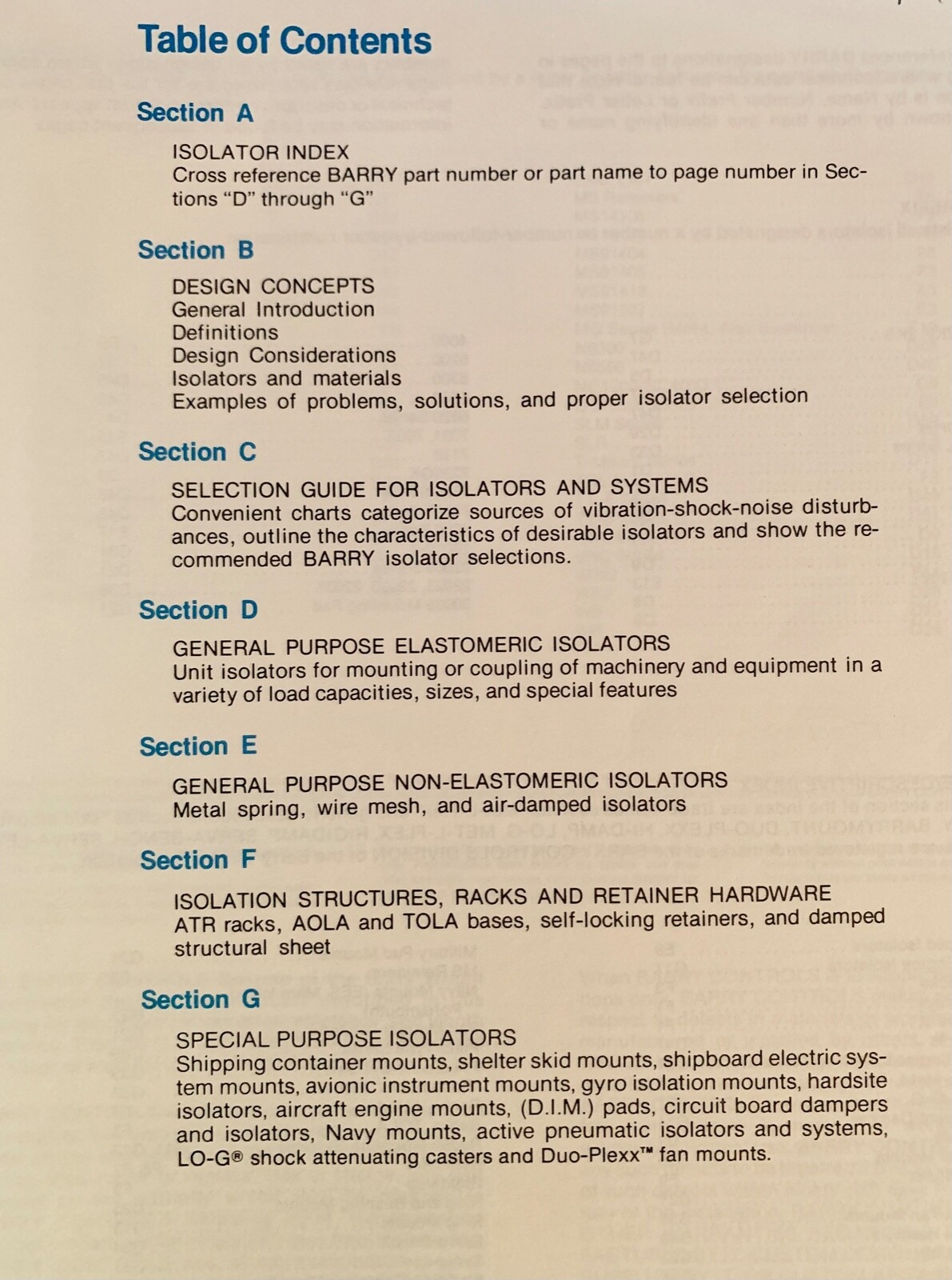 Barry Controls 1985 Application Selection Guide Shock Vibration Noise Control