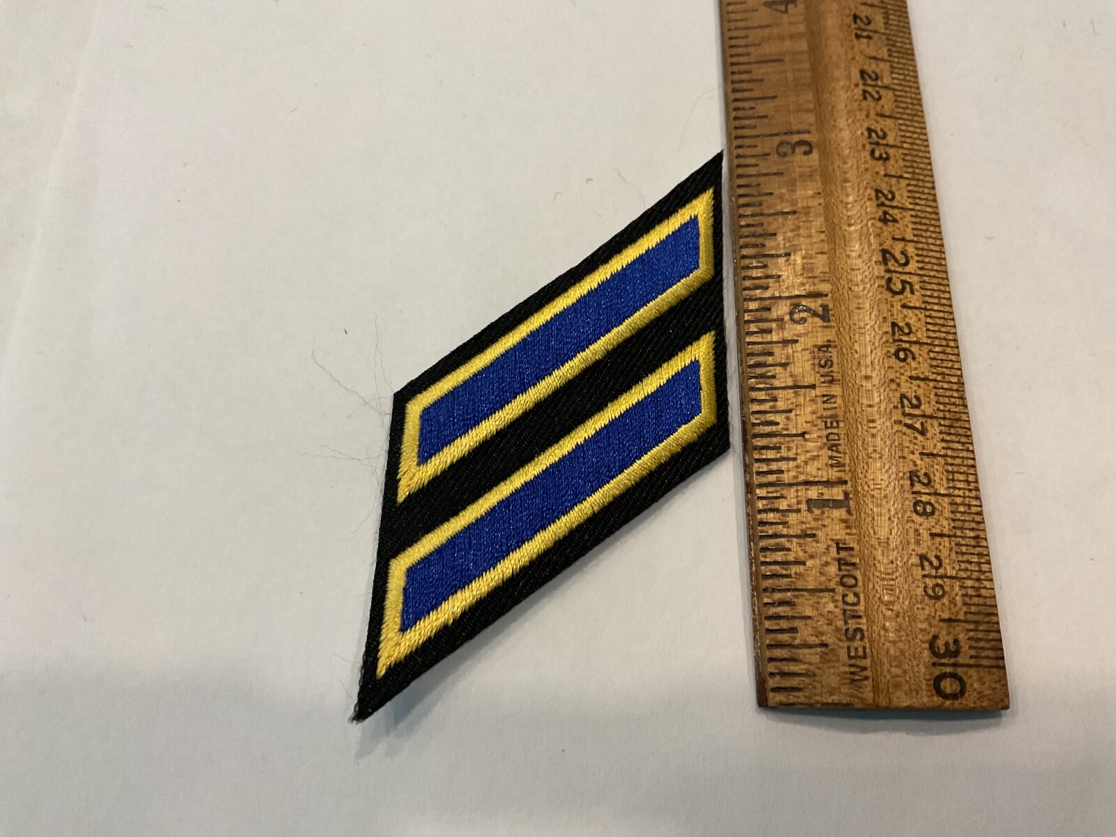 Police Years of Service embroidered 2 Stripe Mark Royal Blue ,Yellow Trim, Black