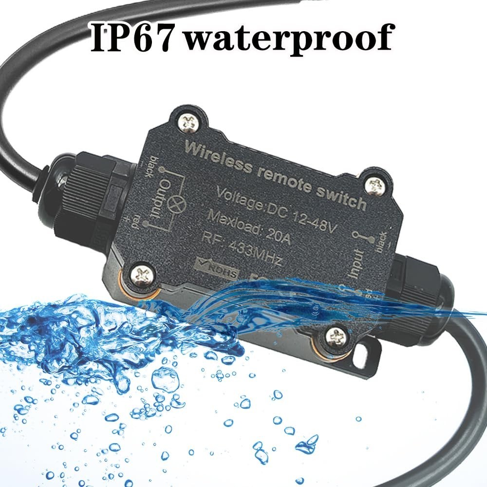 DC12V Waterproof Remote Control Switch,DC12V/24V/48V/20A Wireless Remote Swi…