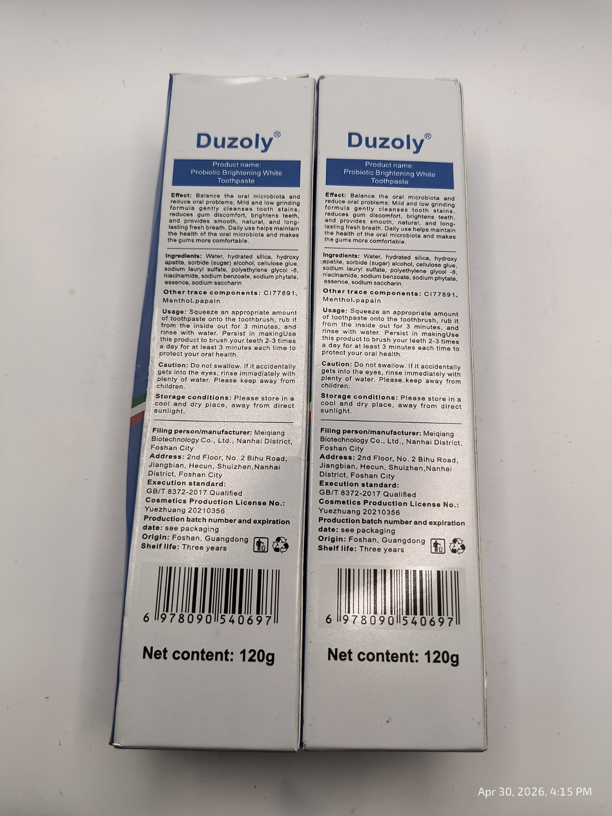 2x 7.5% Hydroxyapatite Toothpaste Remove Yellow Tooth Stains For Sensitive Teeth