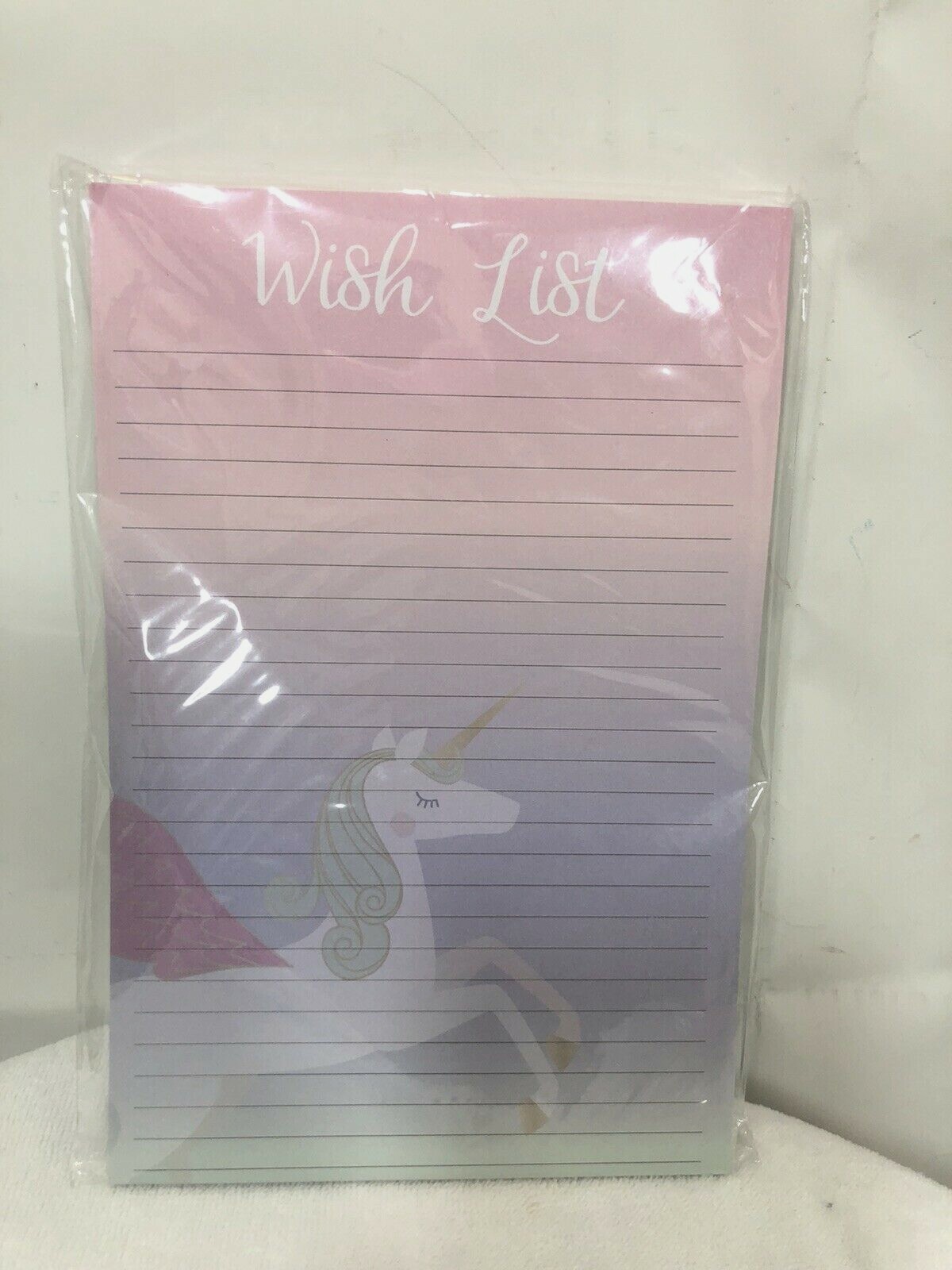 Unicorn Multicolored Wish List Lined Stationery Writing Paper 40 sheets 6x9"