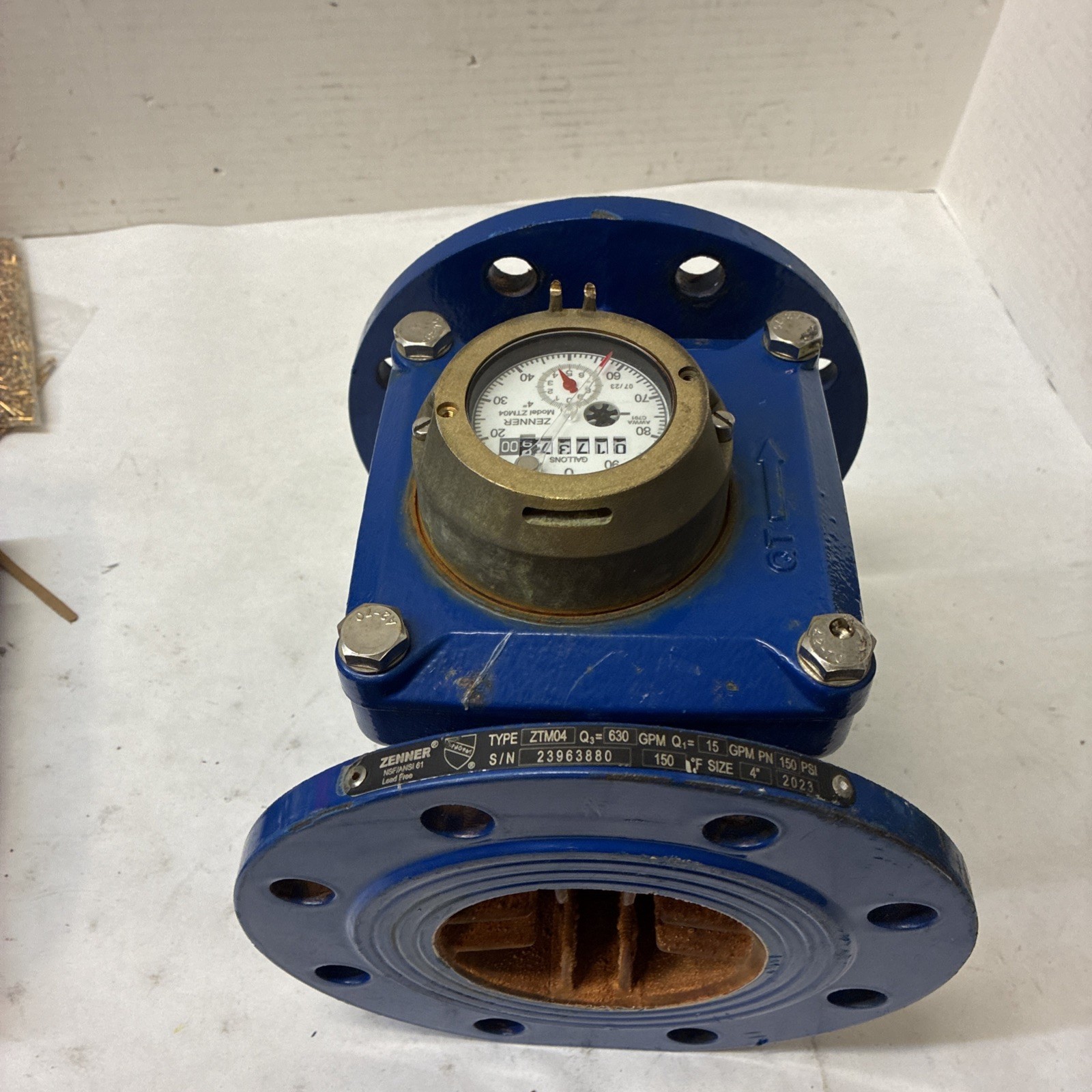 Zenner Turbine 4 in. US Gallons Cast Iron Turbine Meter 150 psi Cast Iron, Blue