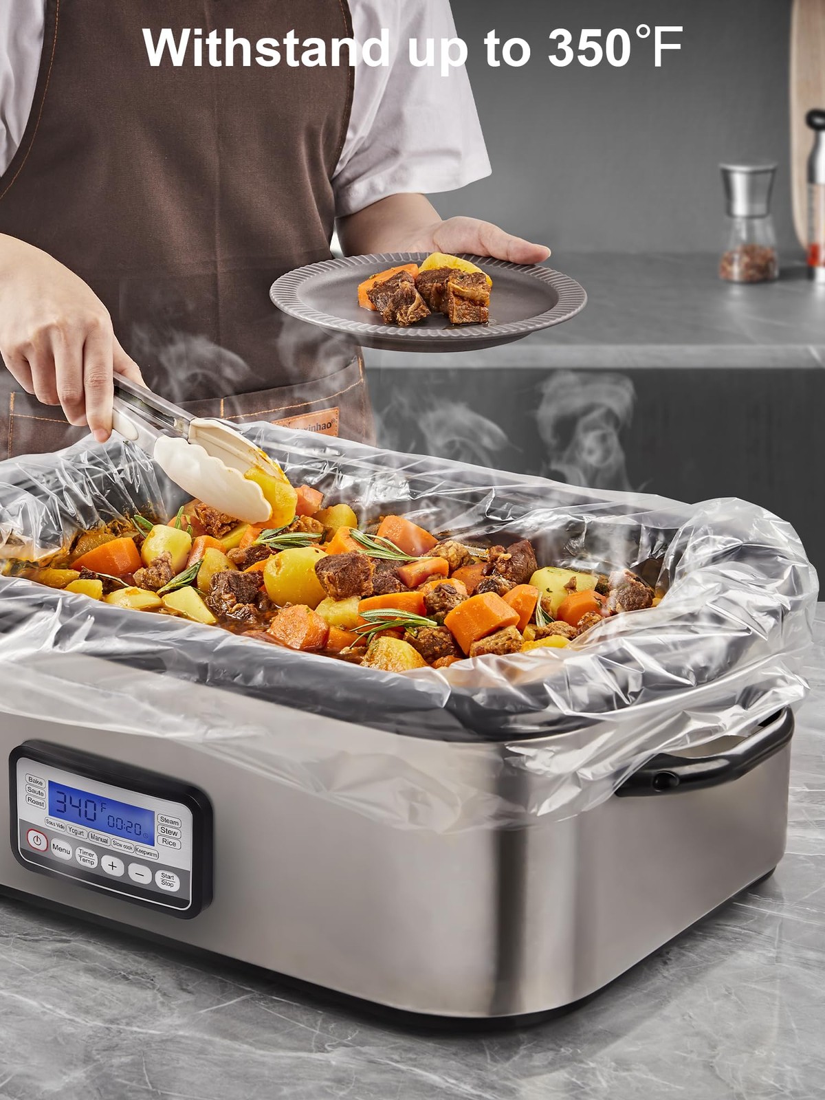 SMARTAKE Electric Roaster Liners, 10 Count Disposable 10-Pack, Clear