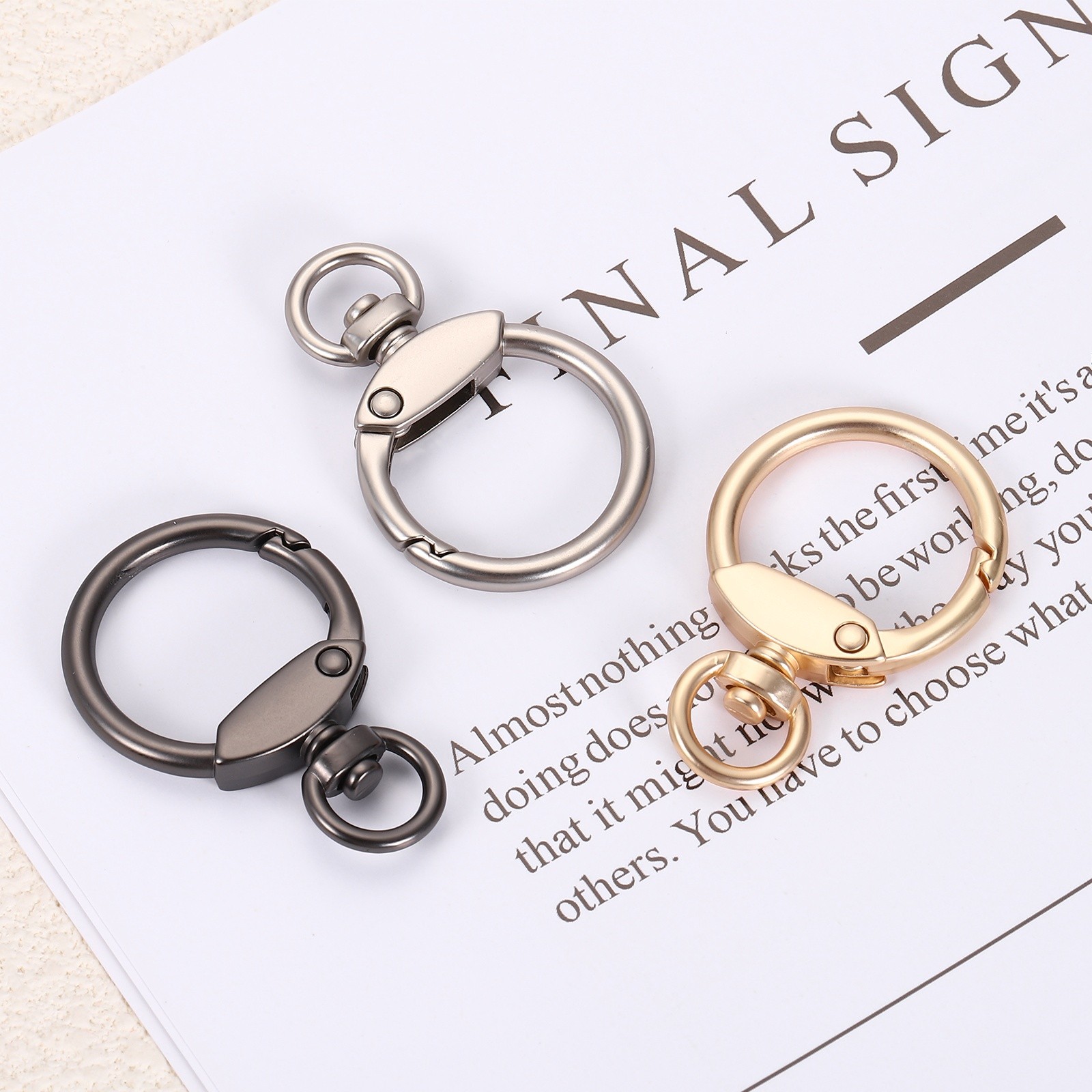 8Pcs Round Spring Snap Hooks 1" O Rings Buckle Matte Dark Grey
