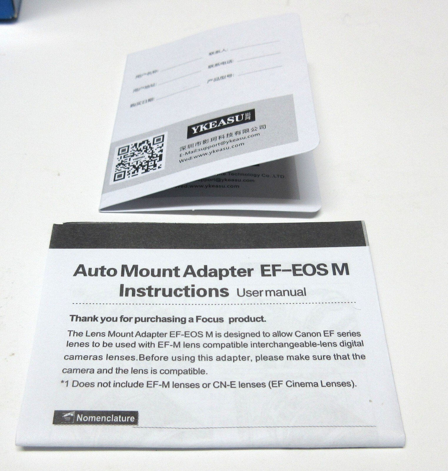 Ykeasu - Lens Mount Adapter for EF-EOS M