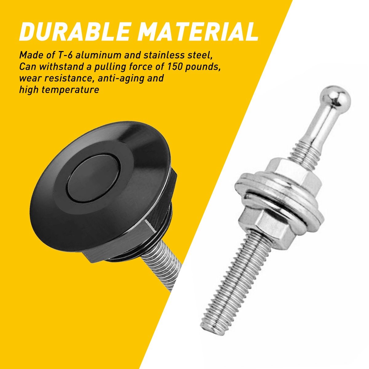 10 Pack Push Button Quick Release Hood Pins Bonnet Lock Clip Latch Bumper Kit EK