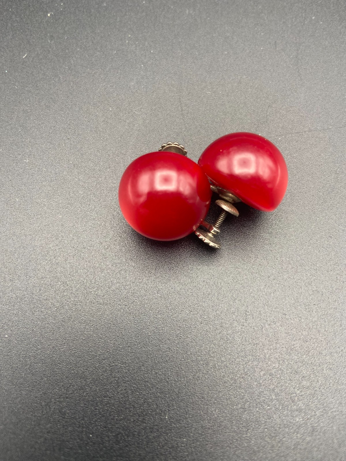 Red Twist on Earrings Sterling by Richelieu