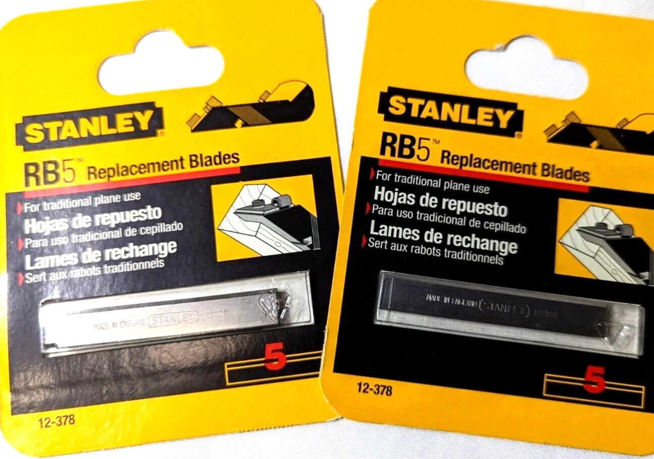 2x Stanley RB5 Replacement Blades 5 Pack for Traditional Plane 12-378 New SEALED