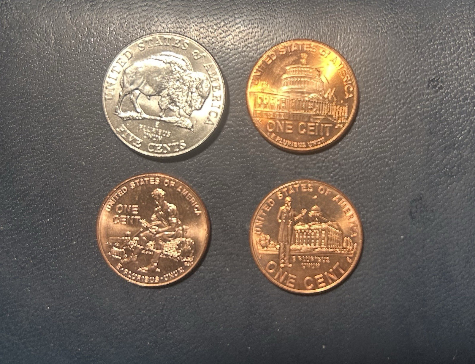 Bicentennial - BU 2009 Lincoln Cents LP2, LP3, LP4, and BU 2005-D Bison nickel