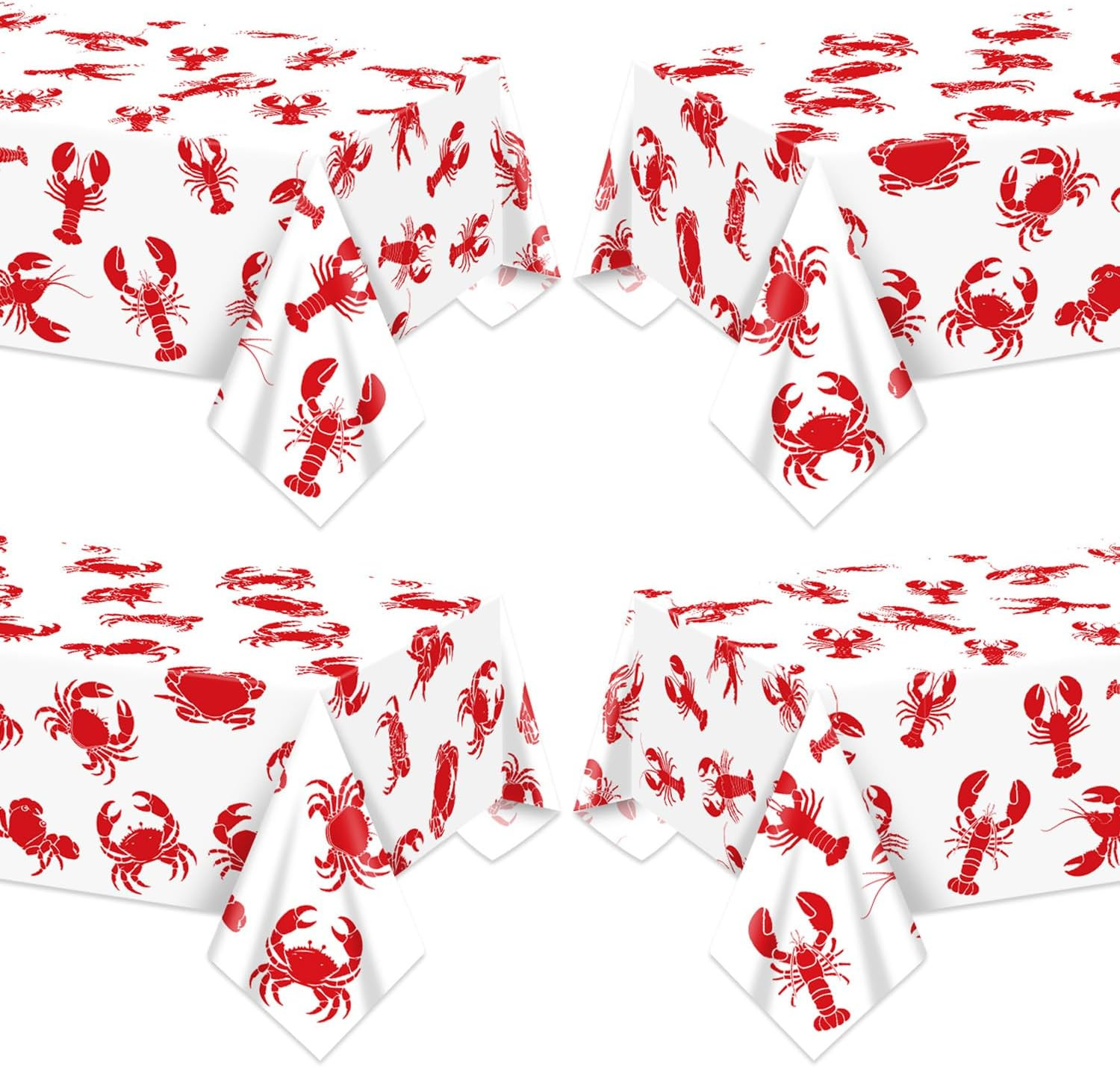4 Pack Seafood Crawfish Crab Tablecloths Plastic Red Lobster Crawfish Table Cove