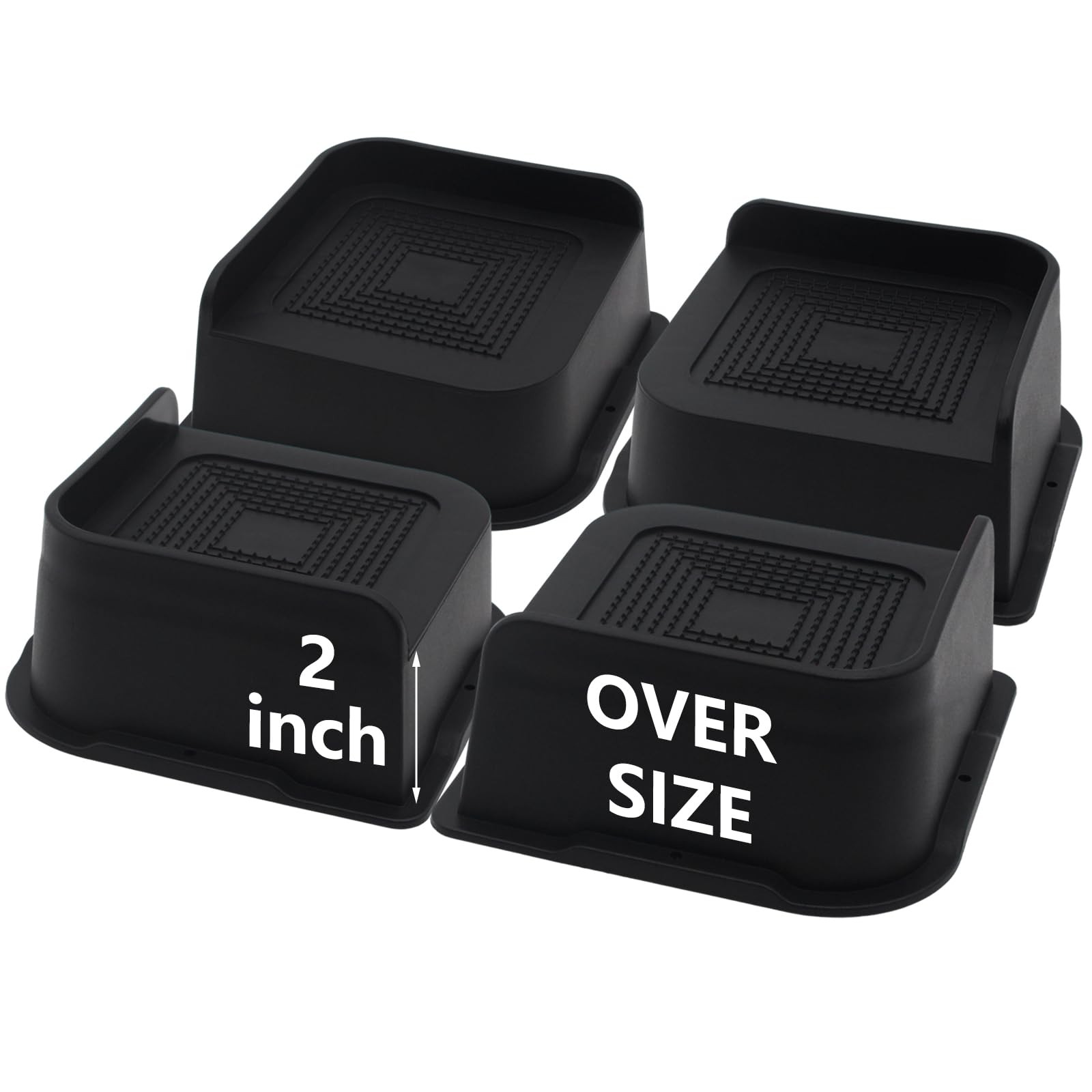 Bed Risers 2 inch Heavy Duty (Set of 4), Oversized Furniture Risers, Black Be...