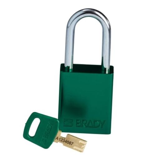 SafeKey Lockout Padlock Aluminum Green 1.5" Steel Shkl Keyed Different