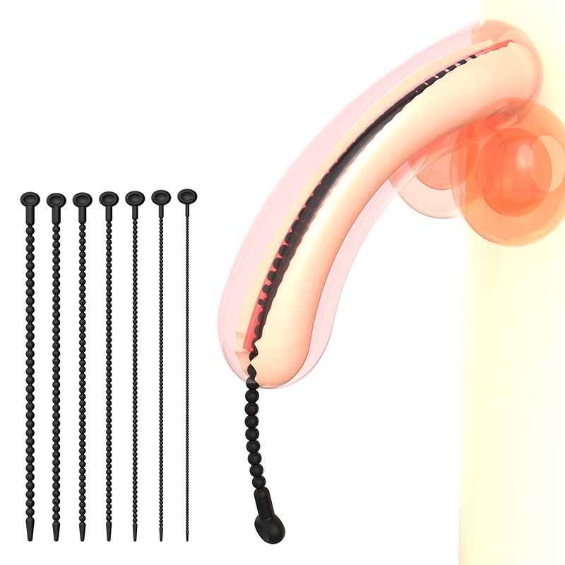 Urethral Plug Tube Silicone Through Hole Irritation Long Rod Sounds Insert 3-9mm
