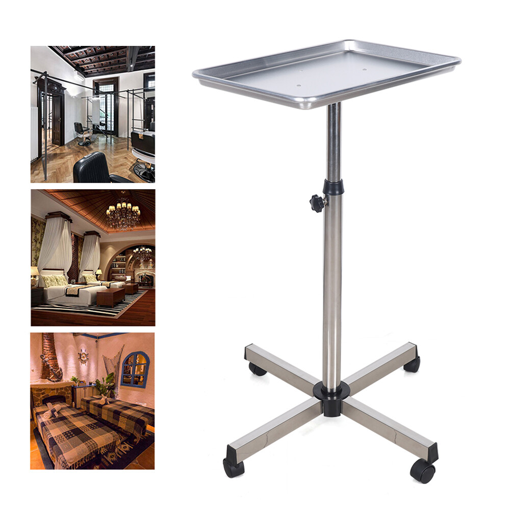 Medical Trolley Mobile Rolling Cart Aluminium Tray Salon Tattoo Stand Holder New
