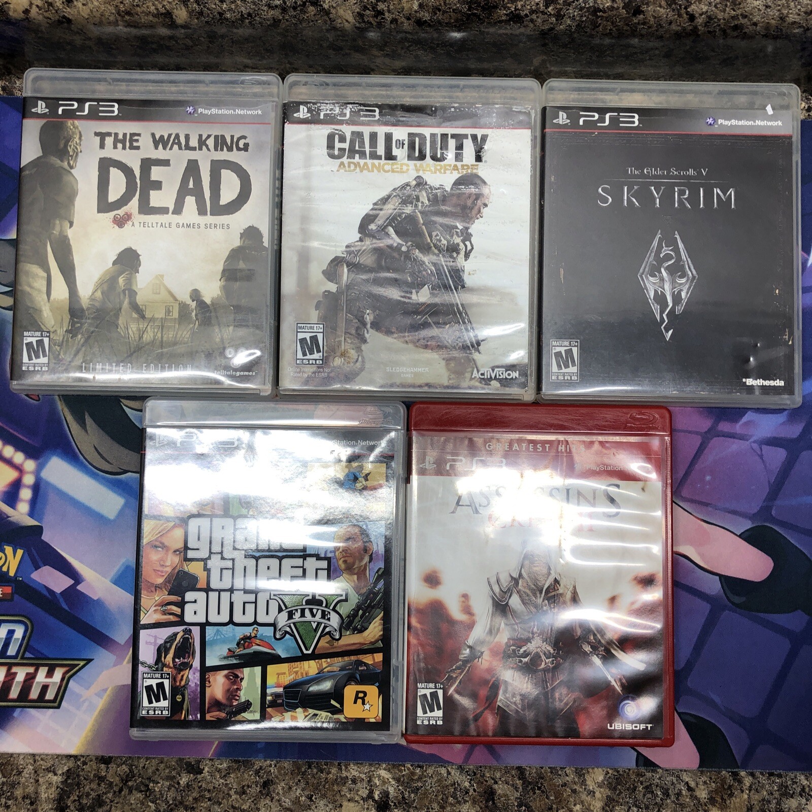 Sony Playstation 3 Slim 150 GB Console Controller, Cables, & 5 Games PS3 -Lot 37
