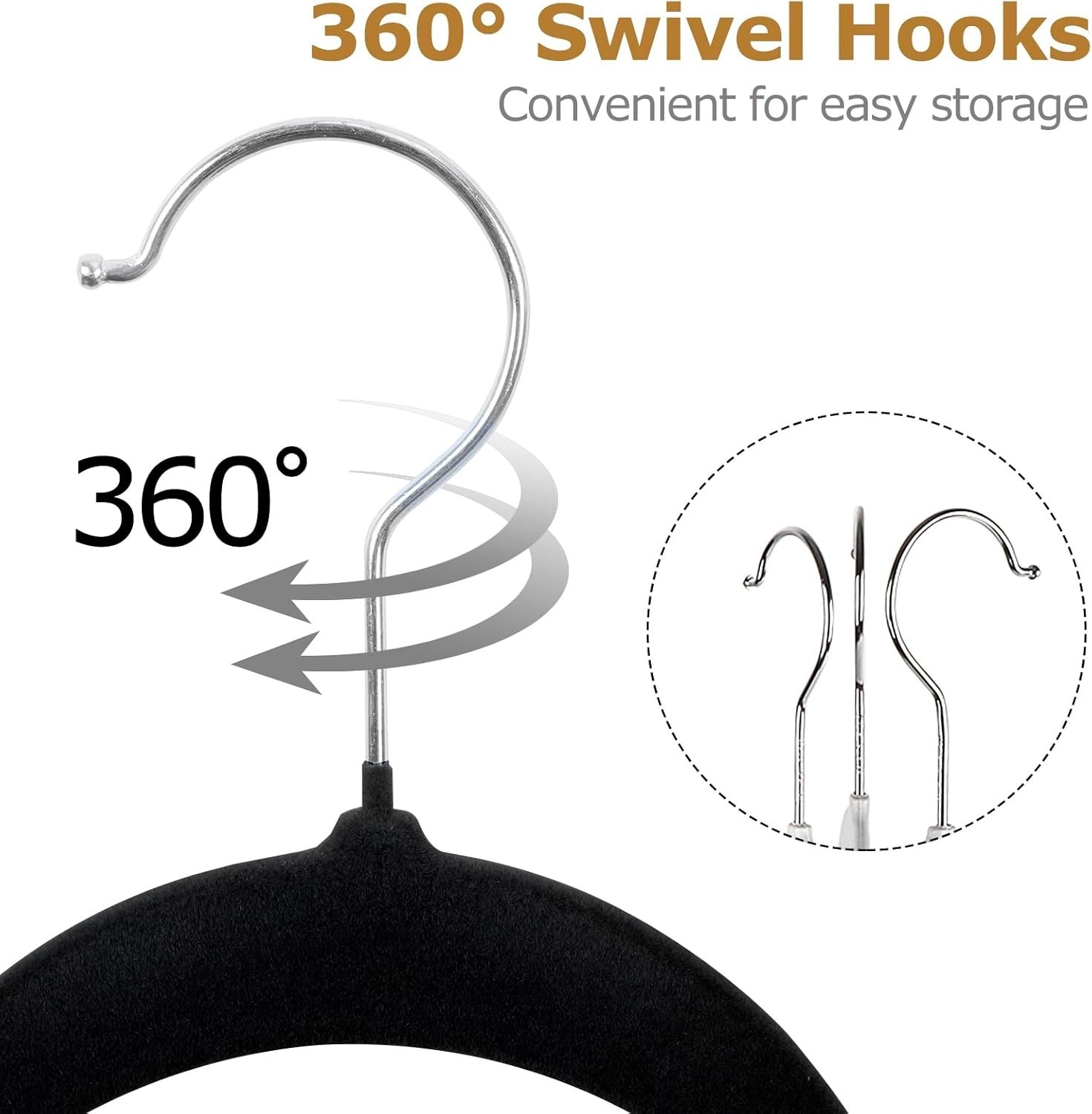 Premium Clothes Hanger Slim Non-Slip Notched for Suits - Black (100 Pack)