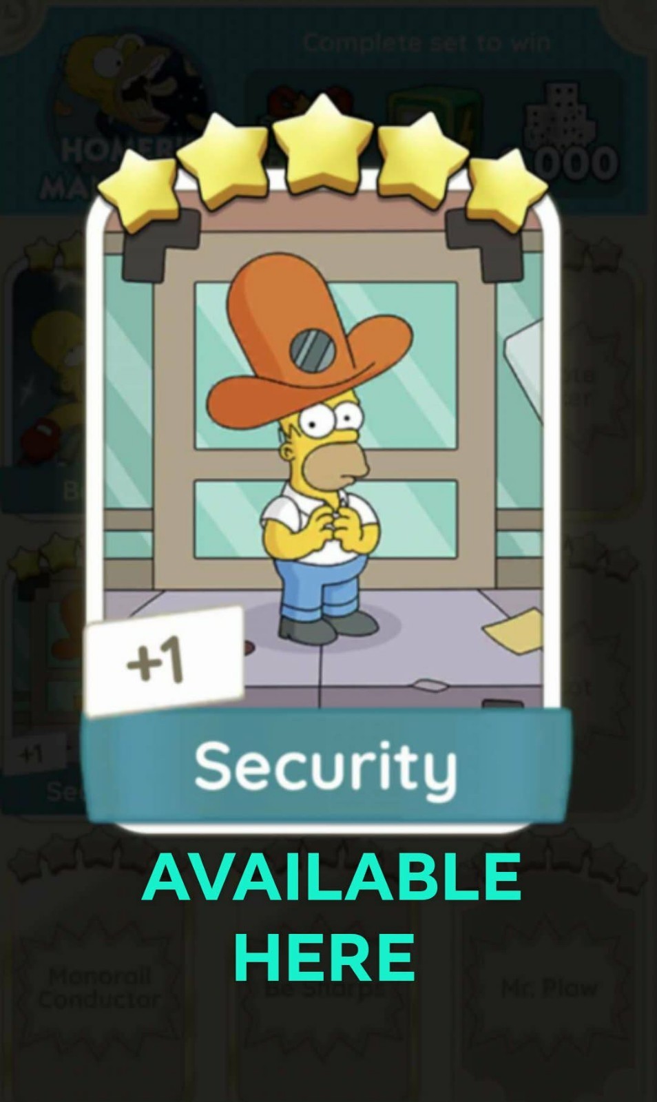 Security -5⭐ Set -19 -The Simpsons ALBUM MONO-POLY-GO SUPER FAST SERVICE HERE
