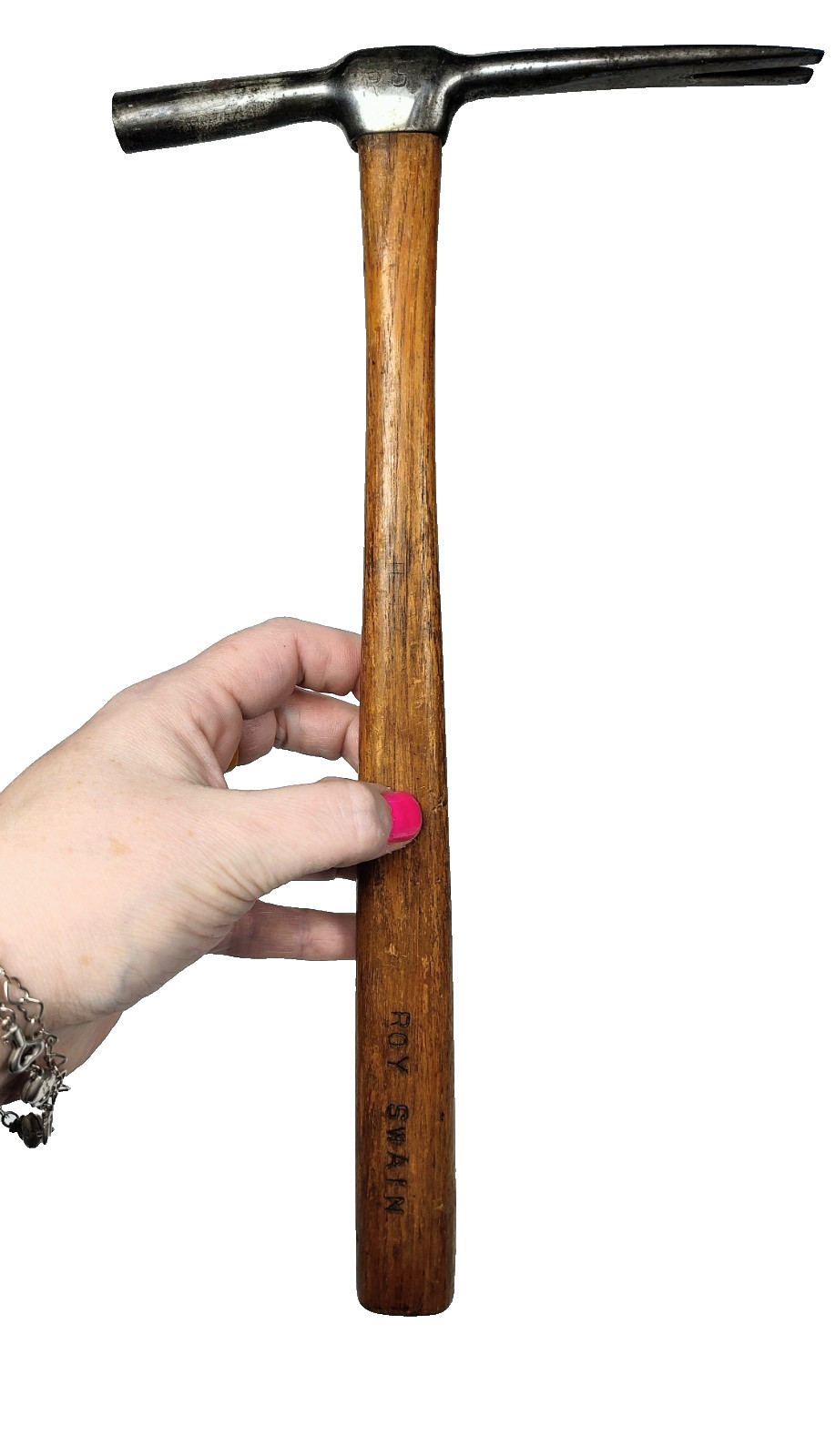 Antique Tact Hammer Oak Handle 12.75"
