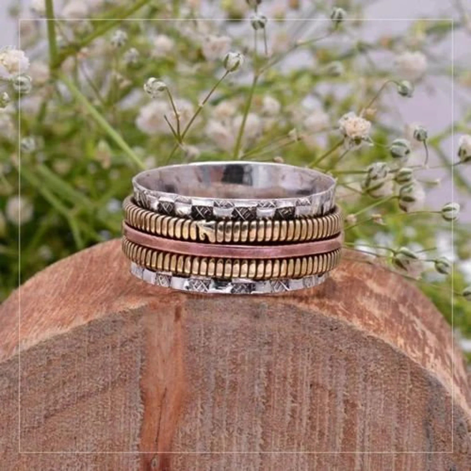925 Sterling Silver Spinner Ring Jewelry Handmade  Mother's Day Women Gift N-72