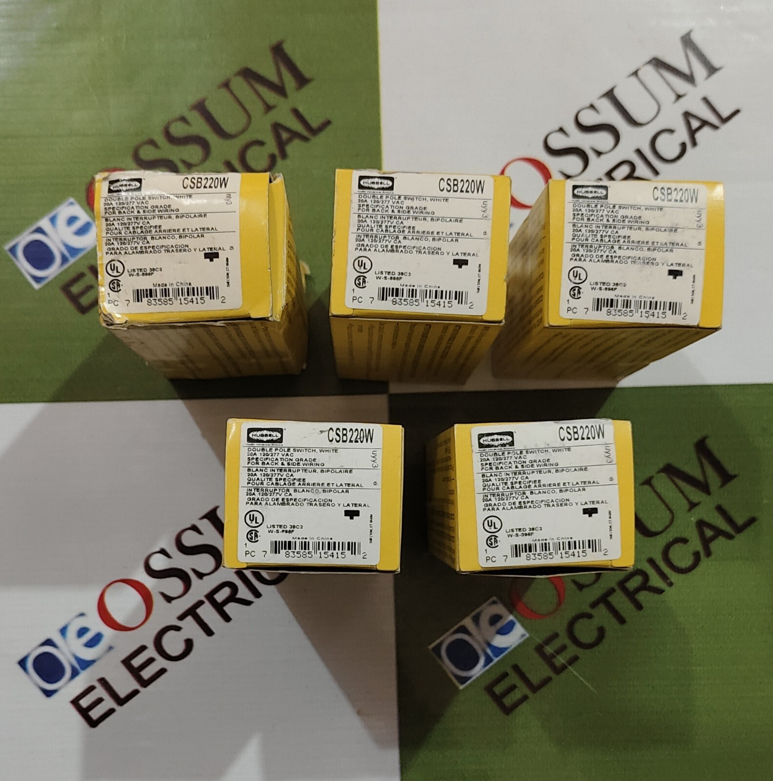 HUBBELL CSB220W 20A DOUBLE POLE SWITCH LOT OF 5PCS FAST SHIPPING
