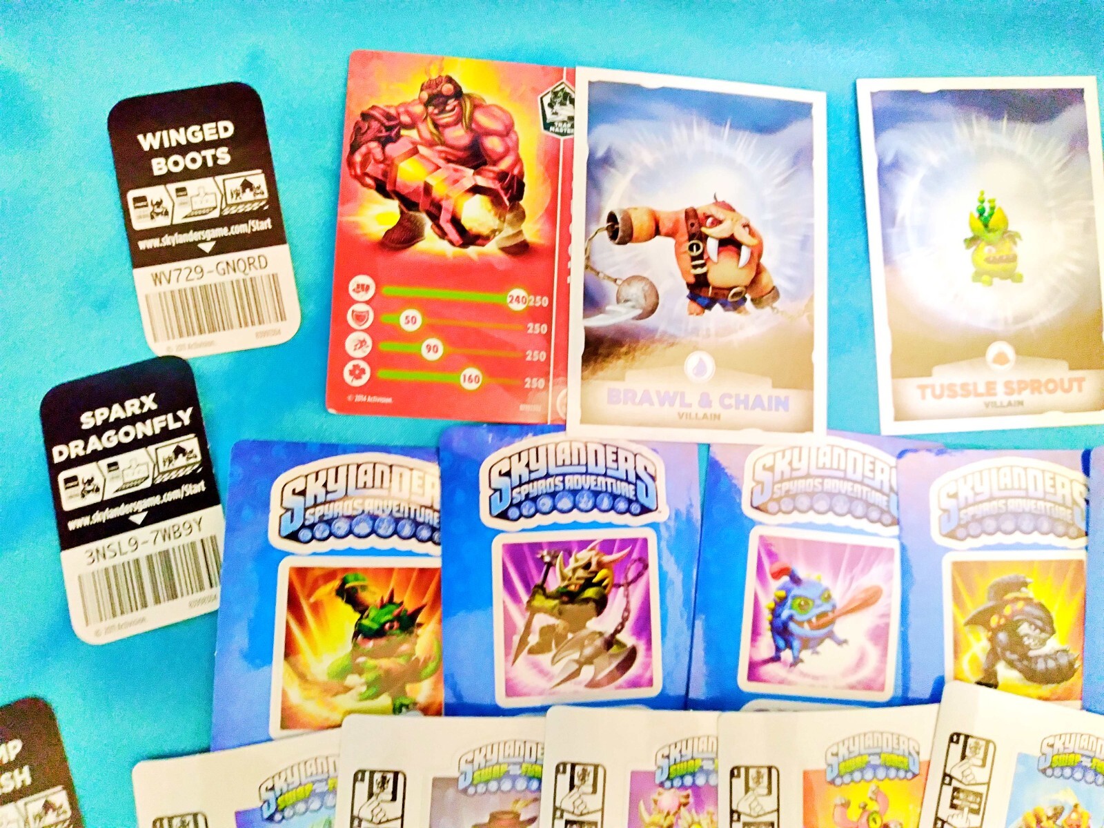 Large Lot - SKYLANDERS - Mixed Cards, Stickers, Codes Lot.
