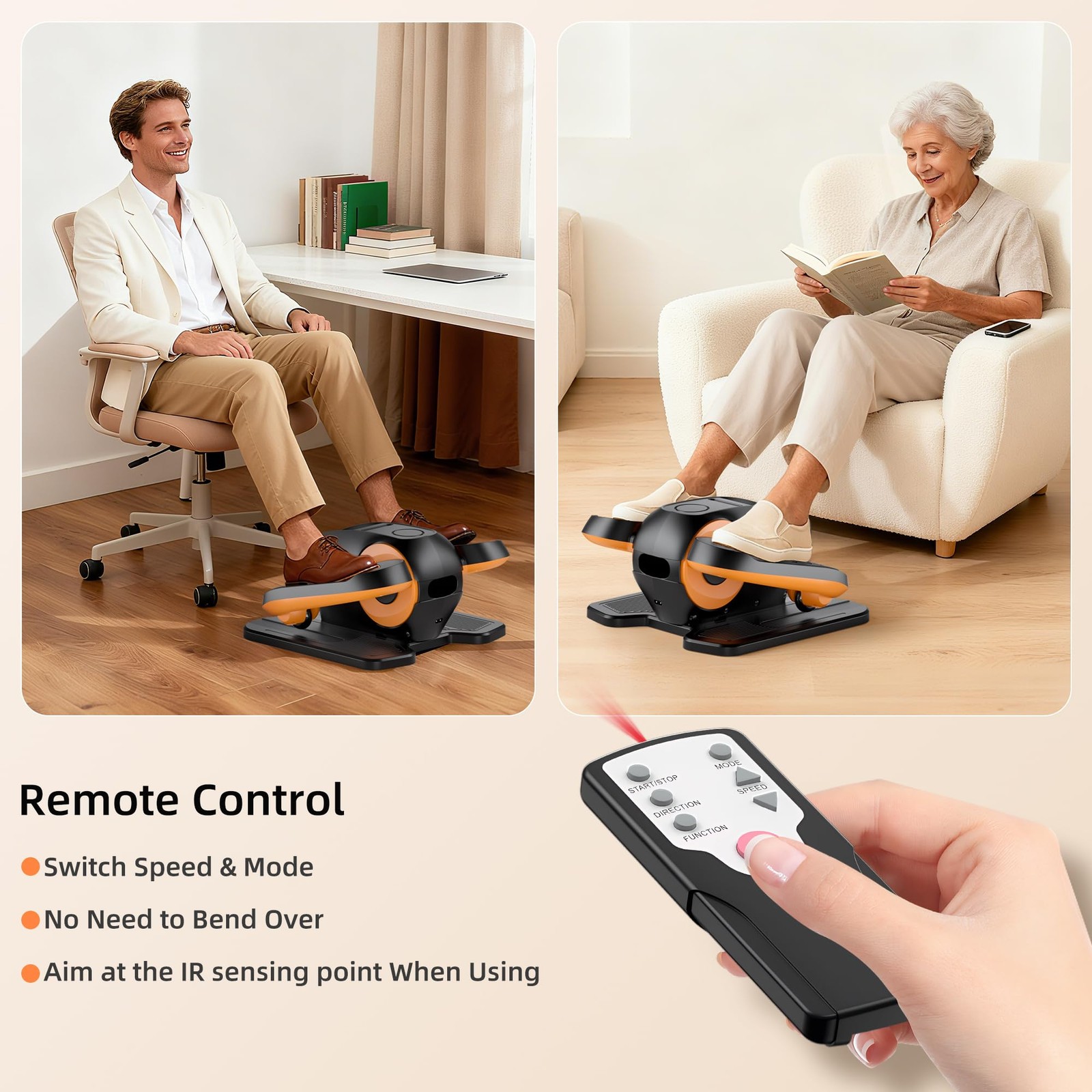 Under Desk Elliptical Machine with Remote Control, 12 Adjustable Speeds Elect...