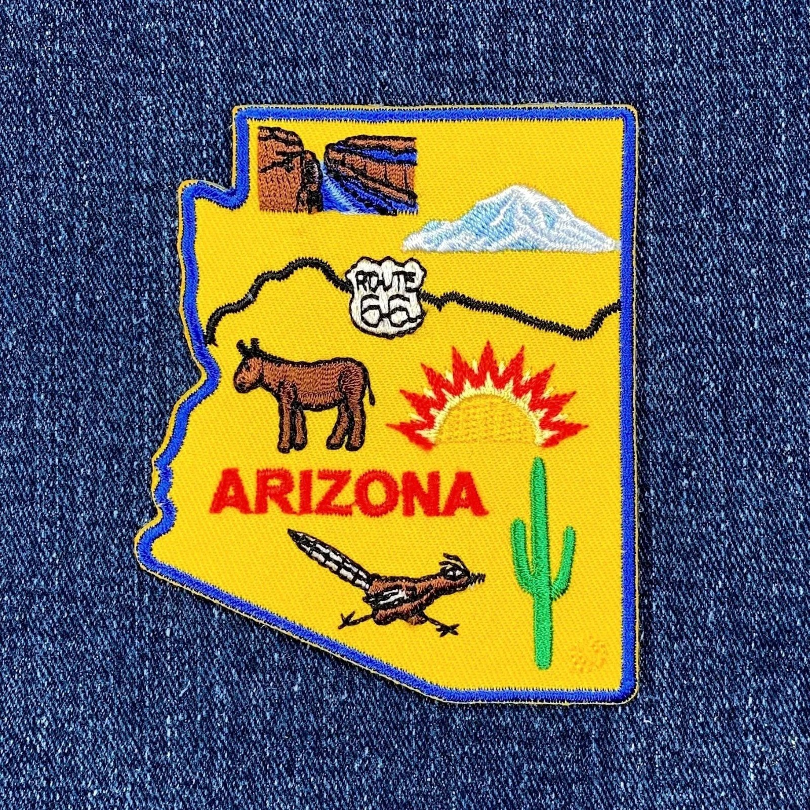 Arizona Map Patch - Embroidered AZ Route 66 Grand Canyon Badge 3.25" (Iron On)