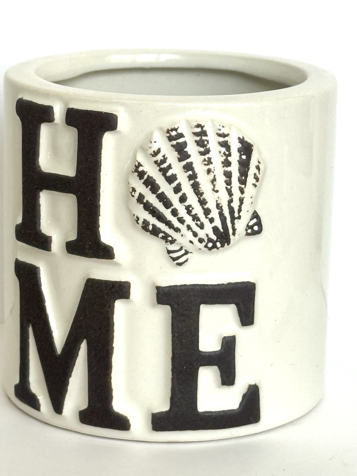 2 Coastal Home Decors- Holder & Box Ceramic Rustic White