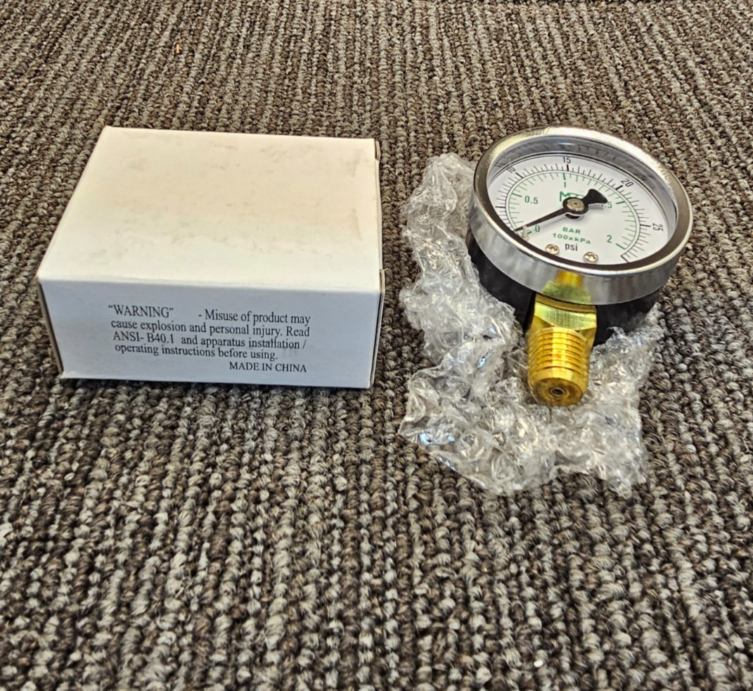 MEC MEJ501: Dial Dry Pressure Gauge 0-30 Psi Brass Bottom Mount 1/4" MNPT 2" SC