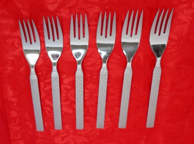 6 Pc MAJORCA Pattern Oneida Ltd 1881 Rogers Diamond Stainless Dinner Forks E5D