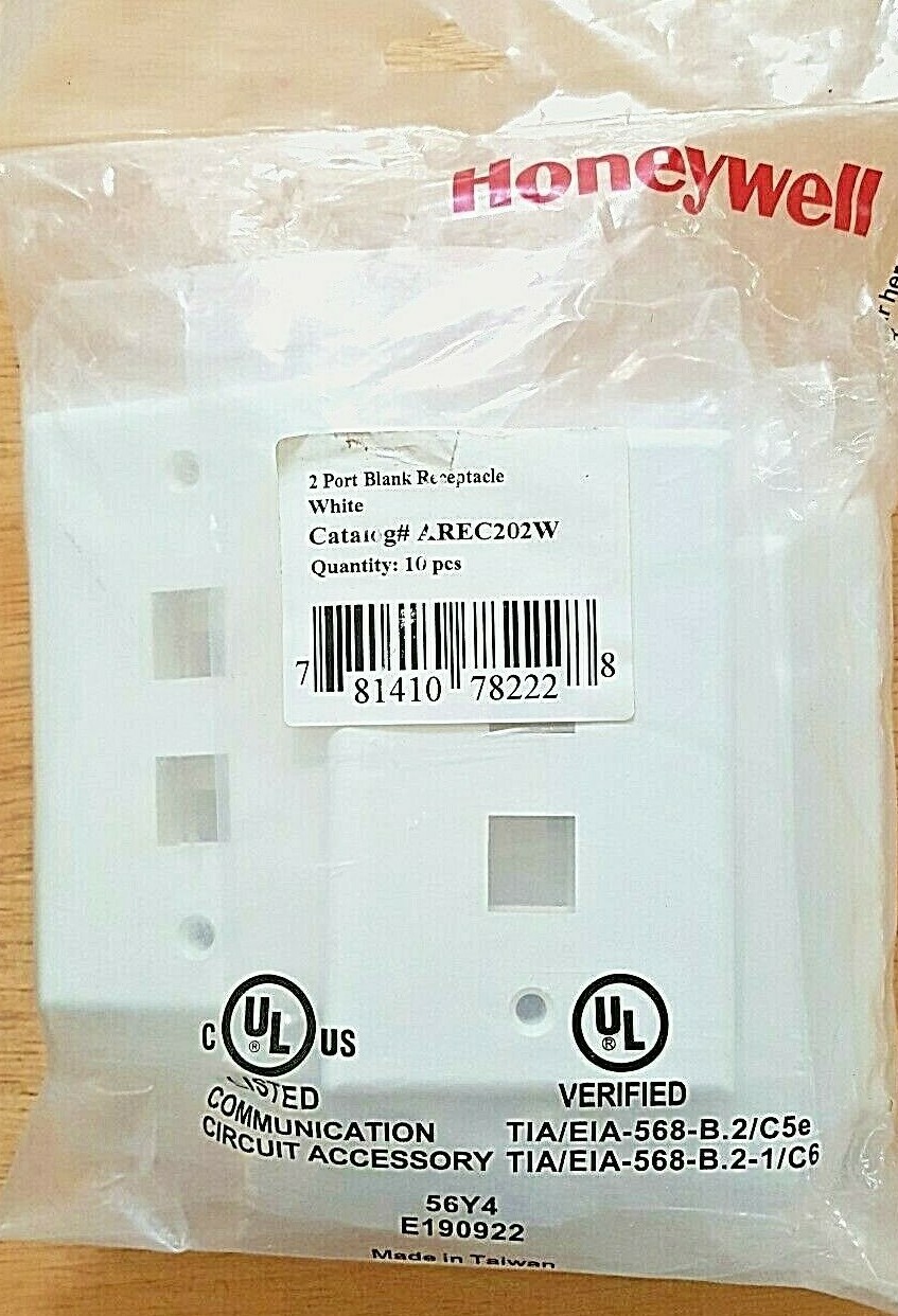 Lot Of 10 Honneywell 2 Port White  RJ45 CAT Network Face Wall Plate NIP NOS