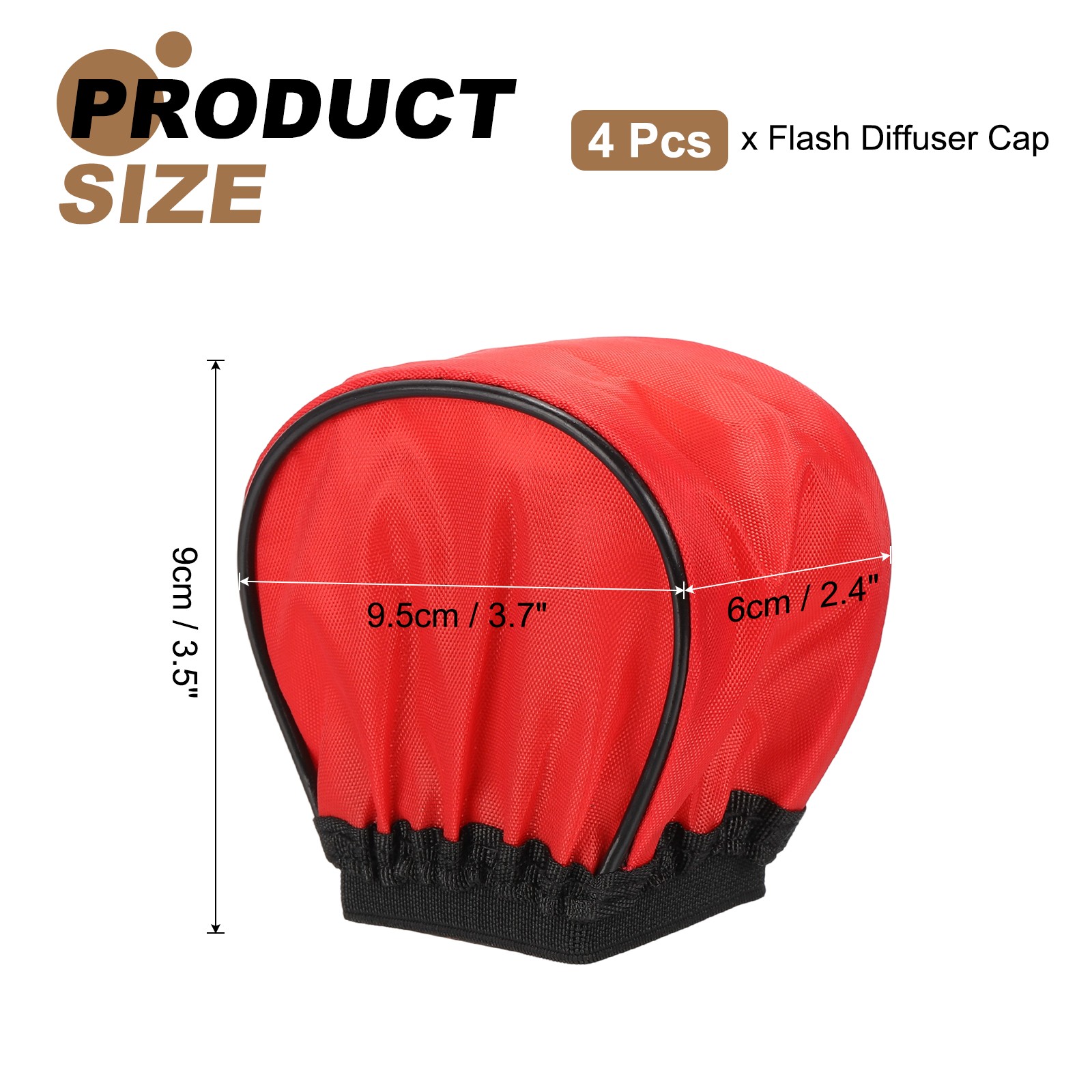 4pcs 3.7" x 3.5" Soft Mini Flash Bounce Diffuser Cap, for Flashlight, Red