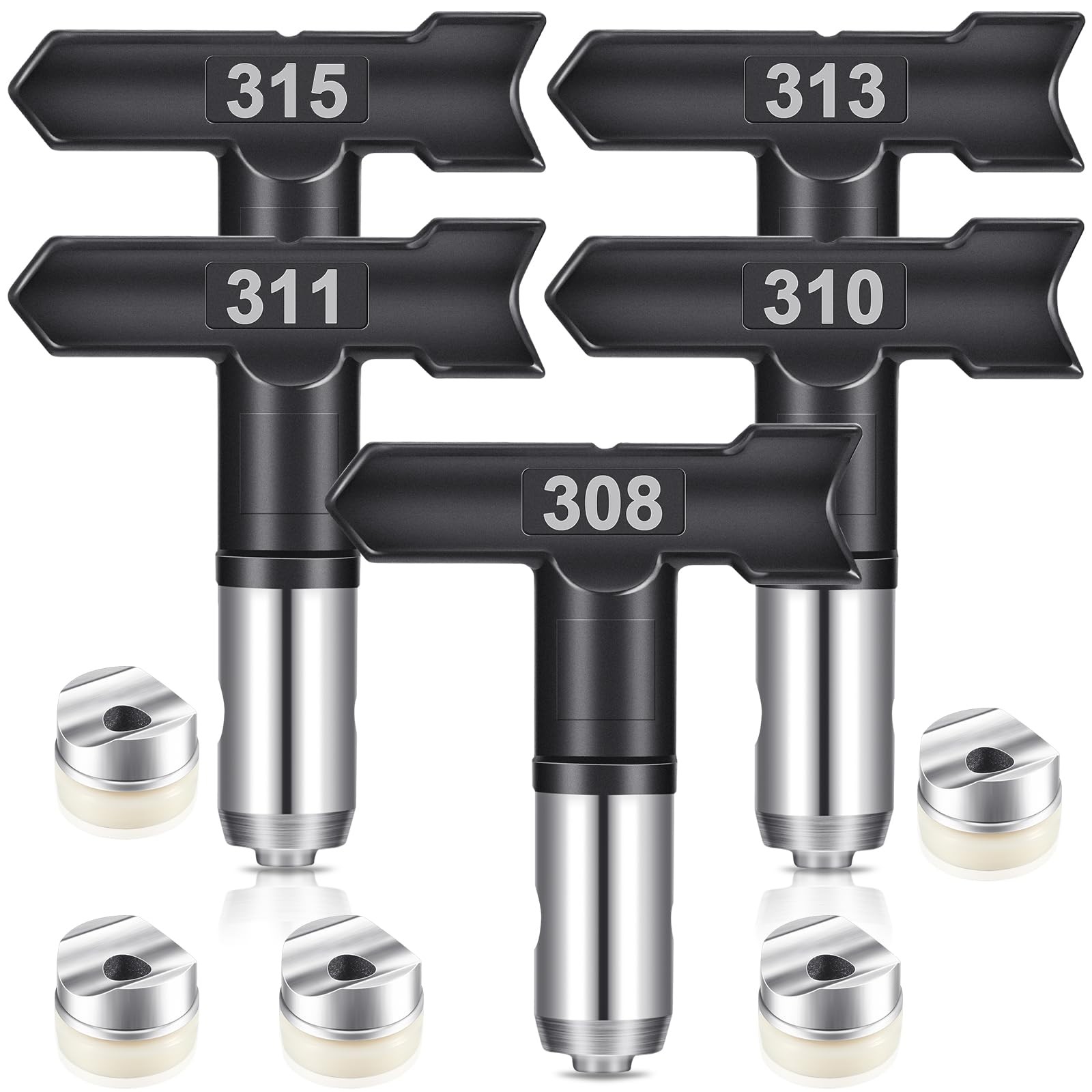 Reversible Airless Spray Tips Set 308 310 311 313 315 - Range 4"-14"