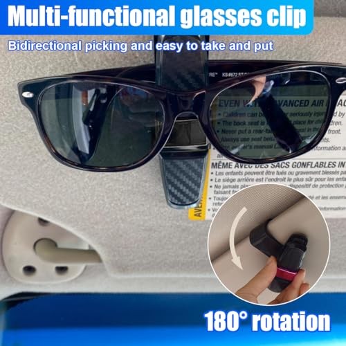 2PCS Glasses Holders for Car Sun Visor, Double-End Sunglasses Mount, Black/Grey