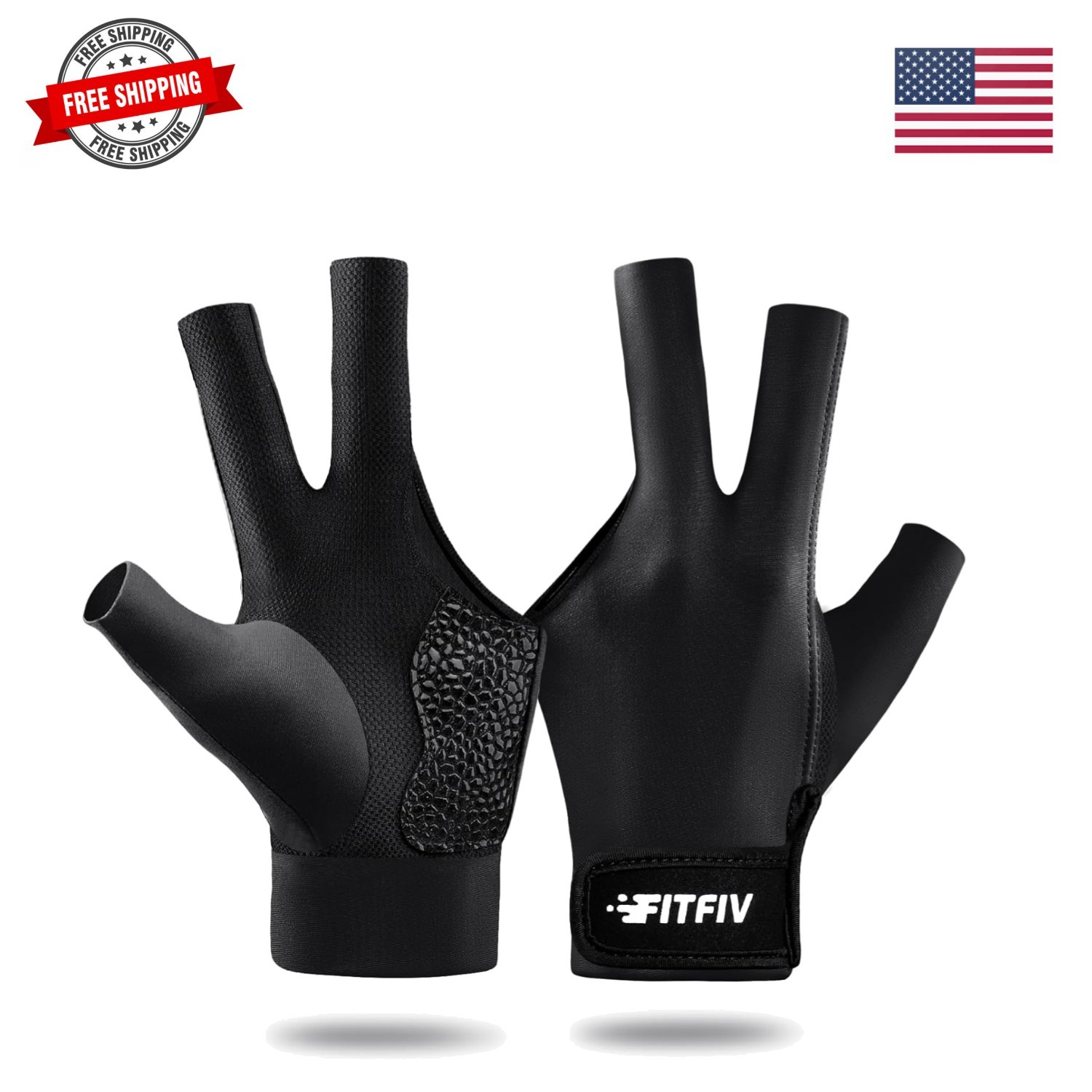 Billiard Pool Glove for Left Hand 3 Finger, Durable Double Stitching, Snooker...
