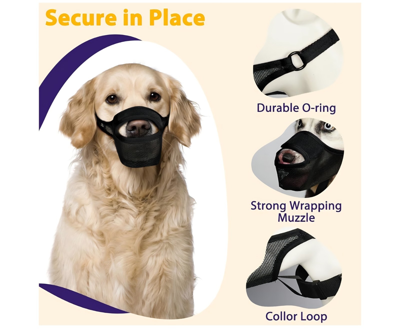 Dog Muzzle, Mesh Muzzle for Large Dogs, Adjustable, Breathable (L, Black)